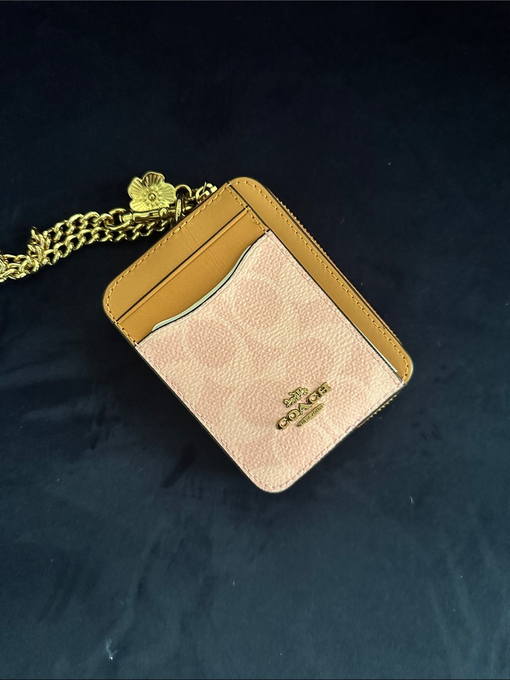 Coach Powder Pink Chain ID Card Holder
